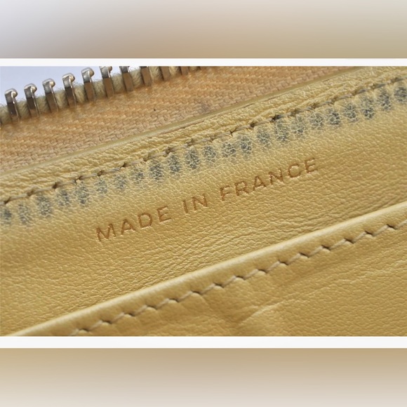 Authentic CHANEL Caviar Skin Matelasse Long Wallet Purse CC Yellow w/ card - Picture 3 of 10